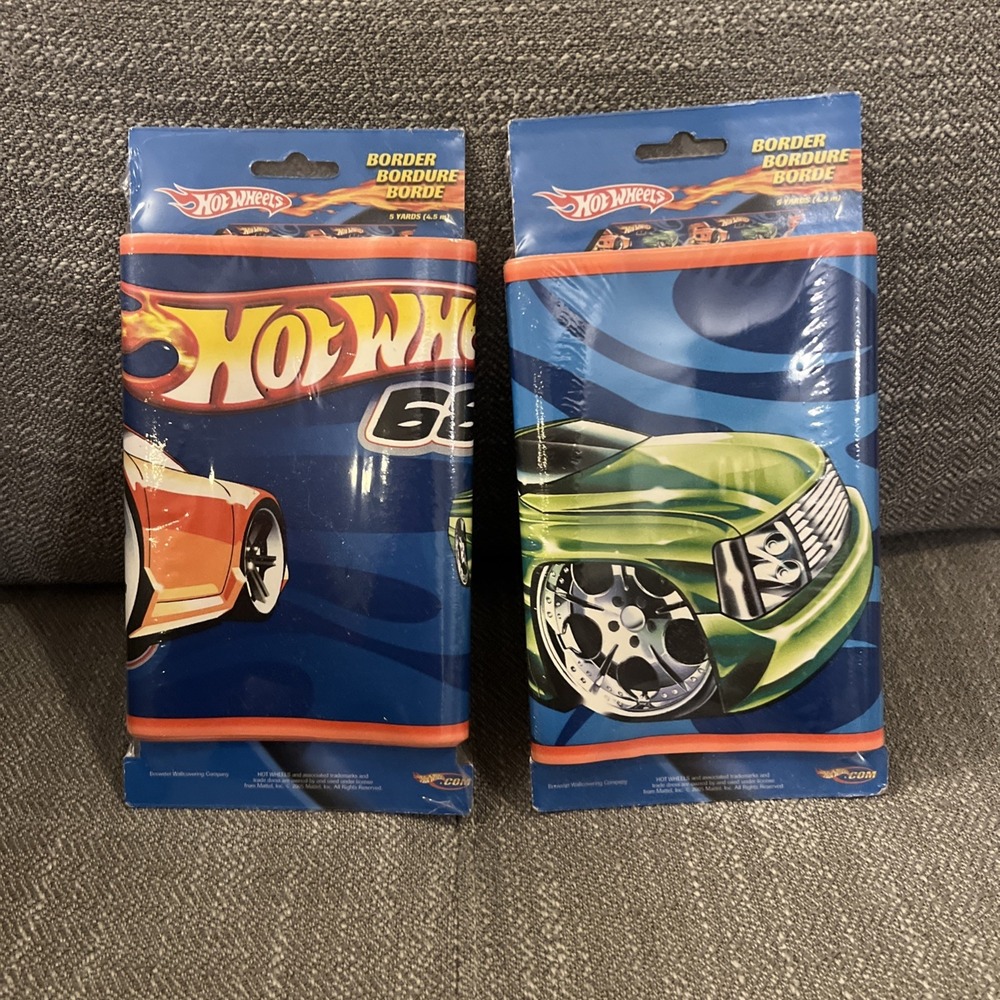 Vintage Hot Wheels Paper Wall Border 2005 New Old Stock Car Set Of 2 New